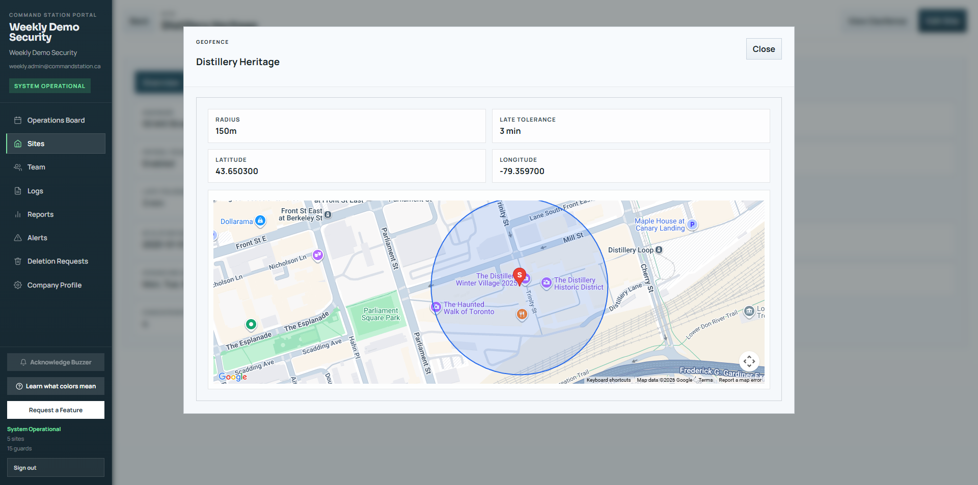 Site geofence editor