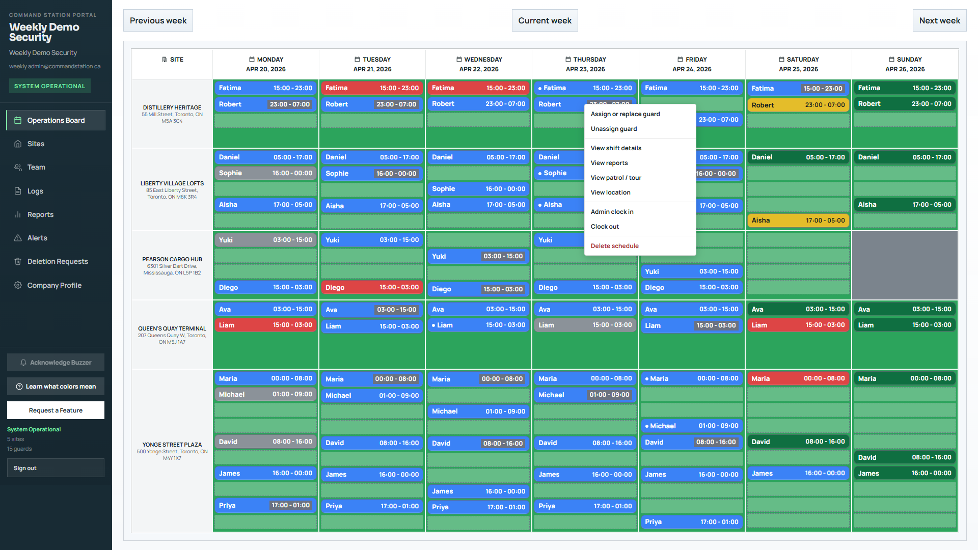 Right-click shift context menu with every shift action in one place